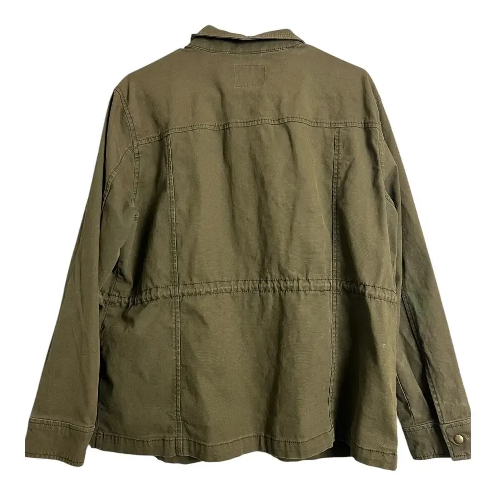 Old Navy green cargo jacket L Large Utility Casual Gorpcore Distressed Faded - Picture 6 of 6